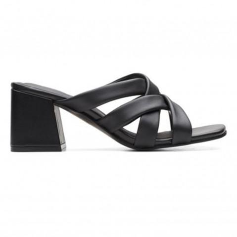 Women's Ava Black Leather Heel Sandal | TOMS