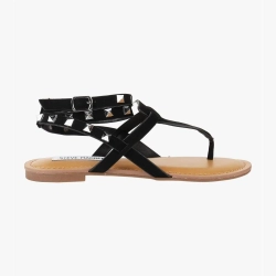 Black flat sandals with studs hot sale