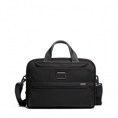 Triple Compartment Briefcase Black