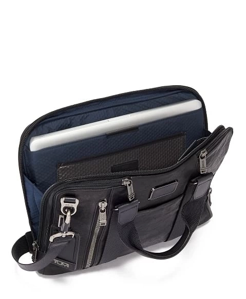 Aviano Slim Leather Briefcase Black