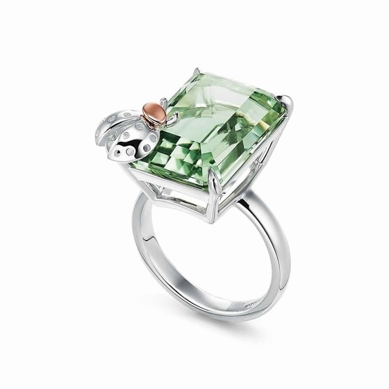 Green quartz store ladybug ring