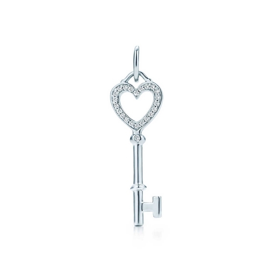 Tiffany Keys mini crown key pendant in 18k gold with diamonds.