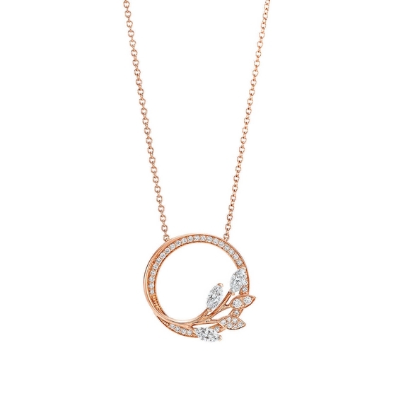 Tiffany & Co Atlas Diamond Circle Pendant Necklace 18K Rose Gold