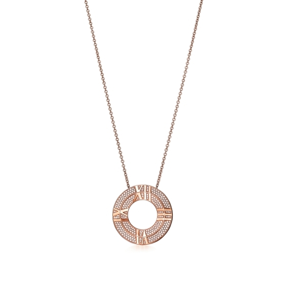 X Closed Circle Pendant in Rose Gold with Pavé Diamonds