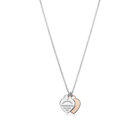 Return to Tiffany™ mini double heart tag pendant in silver and 18k gold. |  Tiffany & Co.