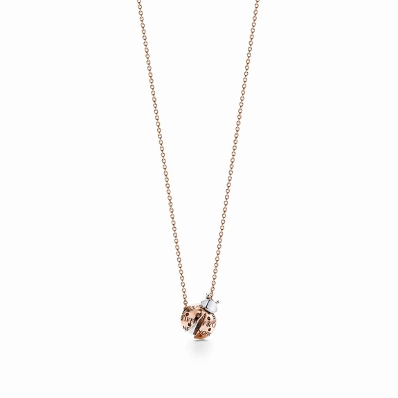 Ladybug Pendant in 18k Rose Gold and Sterling Silver