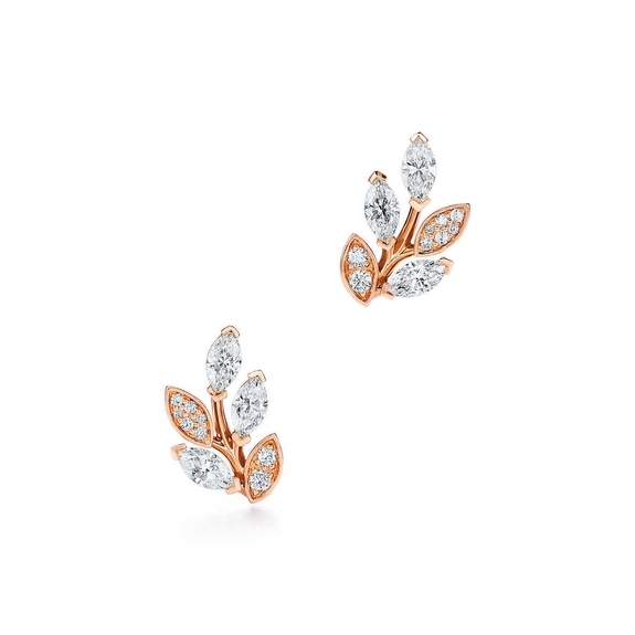 Diamond Branch Earrings in 18k Rose Gold