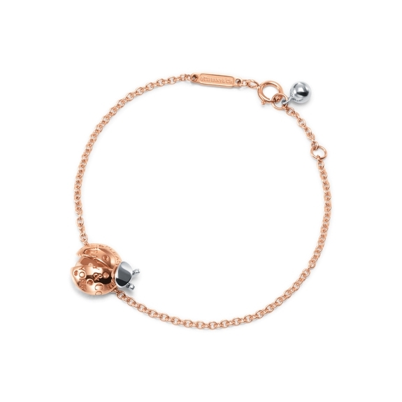Ladybug Chain Bracelet in 18k Rose Gold and Sterling Silver
