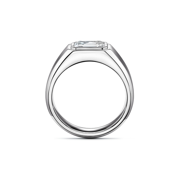 The Charles Tiffany Setting:Men's Engagement Ring:in Platinum with an Emerald-cut Diamond