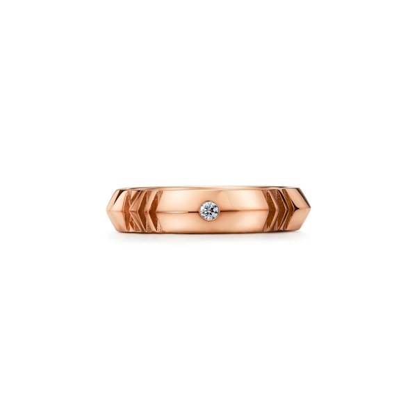 X Closed Narrow Ring in Rose Gold with Diamonds, 4.5 mm Wide