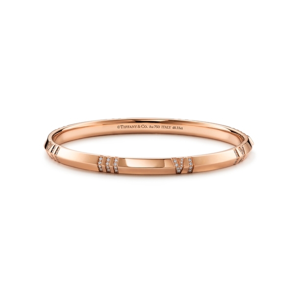 X Closed Narrow Hinged Bangle in Rose Gold with Diamonds