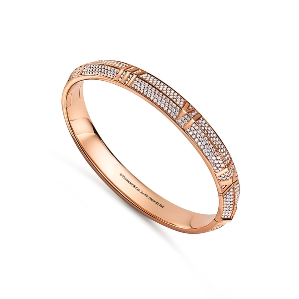  X Closed Wide Hinged Bangle in Rose Gold with Pavé Diamonds