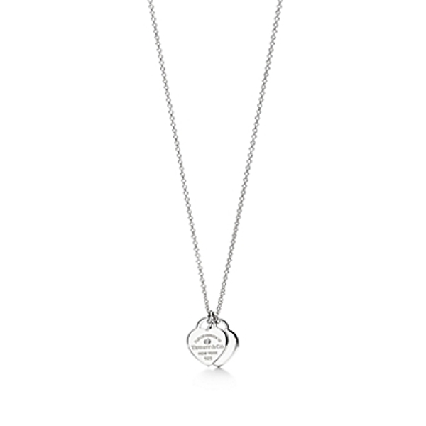 Heart Tag Pendant in Sterling Silver with a Diamond, Mini