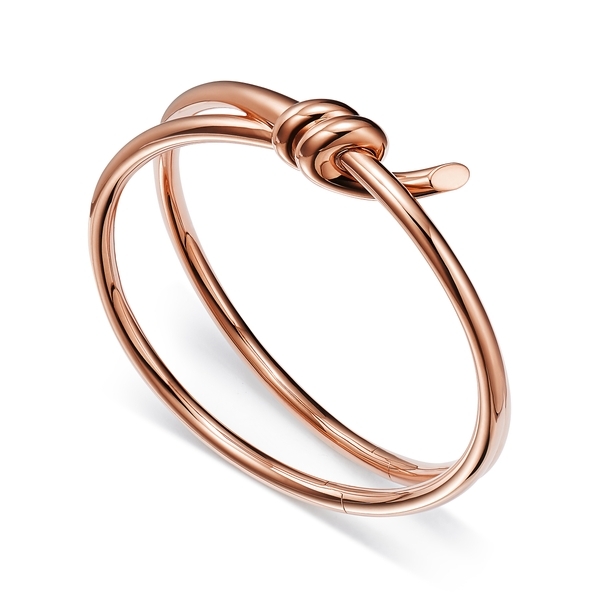 Double Row Hinged Bangle in Rose Gold