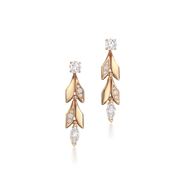 Vine Convertible Drop Earrings in Yellow Gold with Diamonds