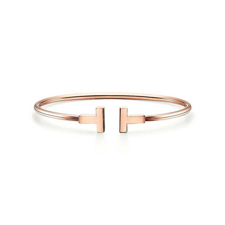Tiffany T pavé diamond square bracelet in 18k gold, medium. | Tiffany & Co.