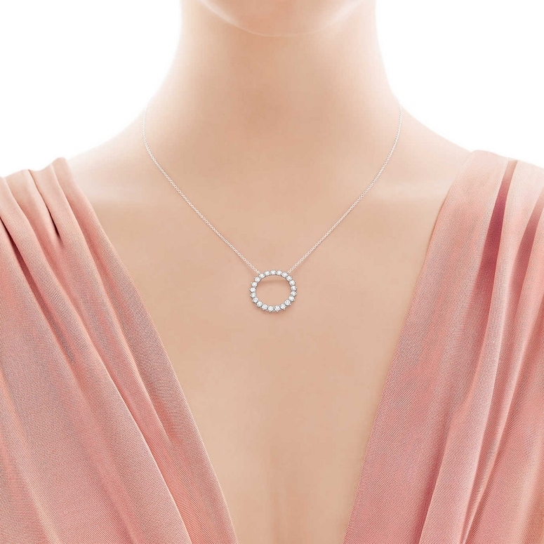 Open Circle Mid Length Necklace - Gold