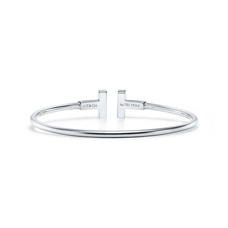 Tiffany T diamond double chain bracelet in 18k white gold, medium. | Tiffany  & Co.