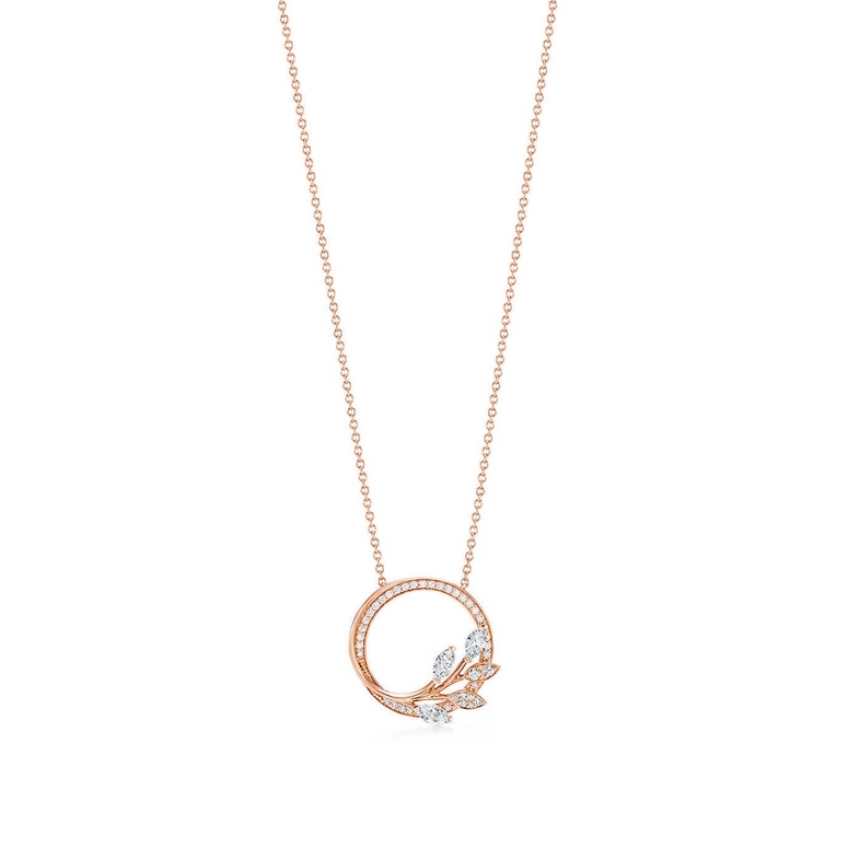 Circle pendant, Round shape, White, Rose gold-tone plated | Swarovski
