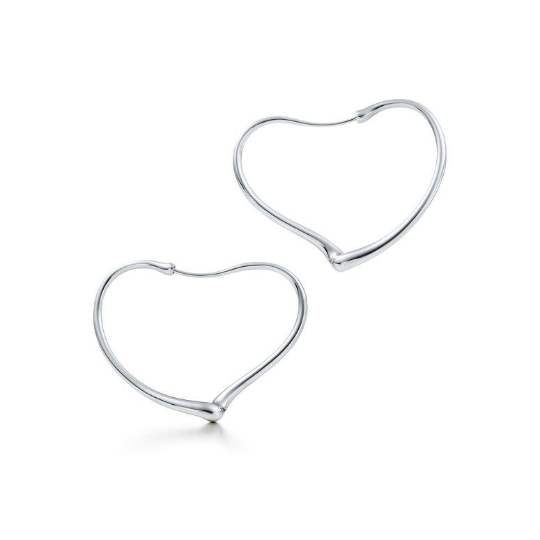 Elsa Peretti® Open Heart hoop earrings in 18k gold. More sizes available. |  Tiffany & Co.