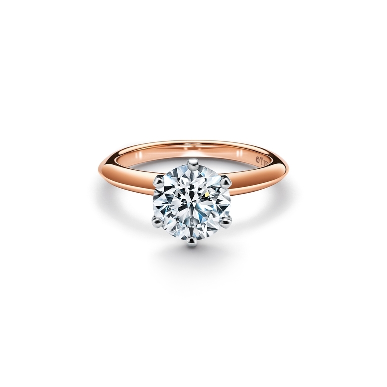 14K Rose Gold Princess Cut Side Stone Diamond Engagement Ring