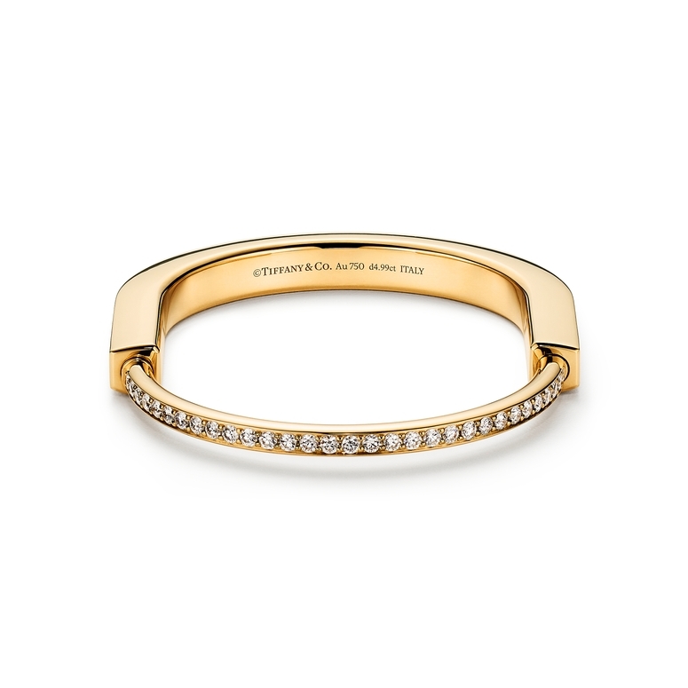 Tiffany Lock Bangle Bracelet in Yellow Gold, Size: Medium |Lock Men's and Women's Bracelet