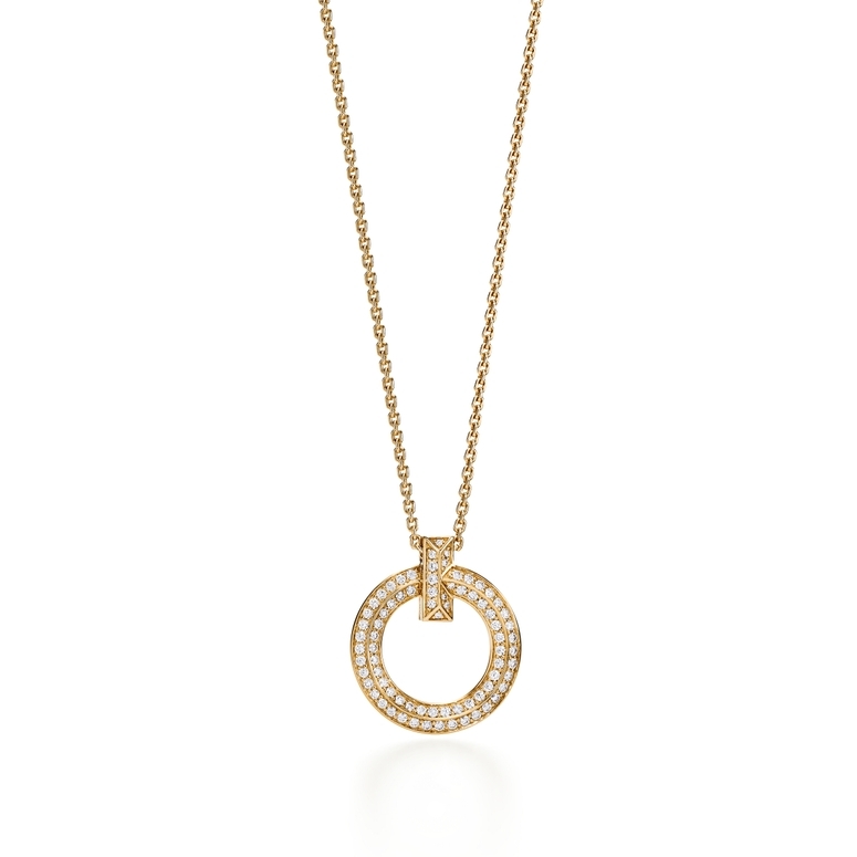 Tiffany T T1 Circle Pendant in 18k Yellow Gold with Diamonds, Large |  Tiffany & Co.