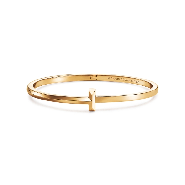 Tiffany T wide wire bracelet in 18k white gold, medium. | Tiffany & Co.