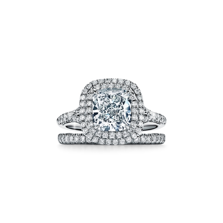 Round Brilliant Cut Halo Diamond Engagement Ring, 4 Claws Set in a Bead Set  Halo on a Bead Set Band with Classic Support Bar Undersetting.