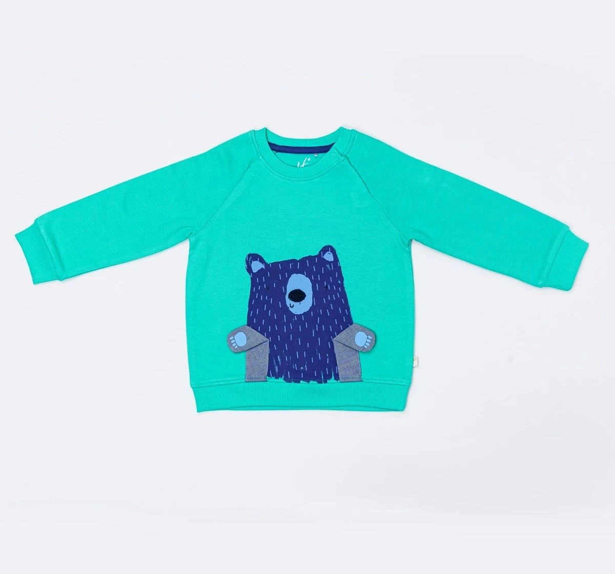 H by Hamleys Boys Full Sleeve Sweatshirt Raglan Bear Design Green