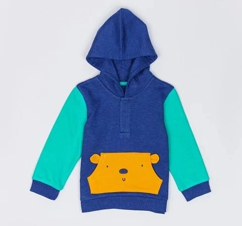 H by Hamleys Boys Full Sleeve Sweatshirt Hooded 3D Bear Pocket Multicolor