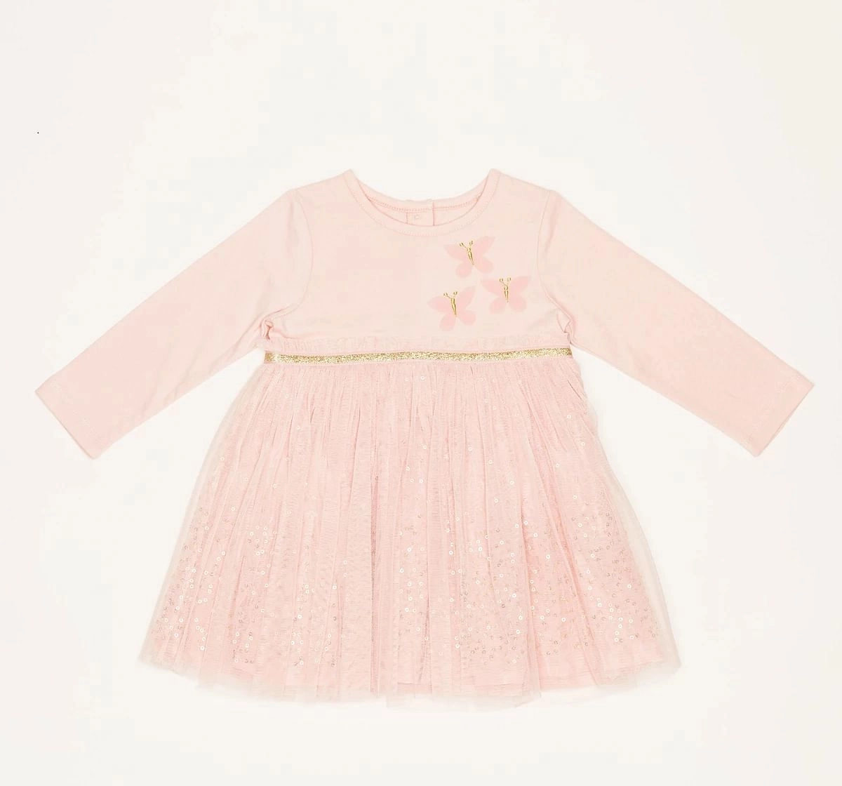 H by Hamleys Girls Full Sleeve Party Dress Sequin Pink