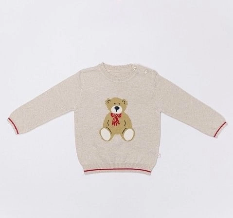 H by Hamleys Girls Full Sleeve Sweater Hamleys Bear Cream