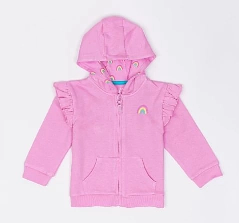 H by Hamleys Girls Full Sleeve Sweatshirt Hooded Kangaroo Pocket Pink