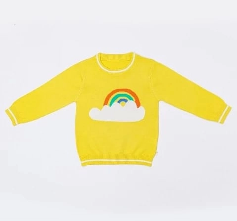 H by Hamleys Girls Full Sleeve Sweater Rainbow Design Yellow