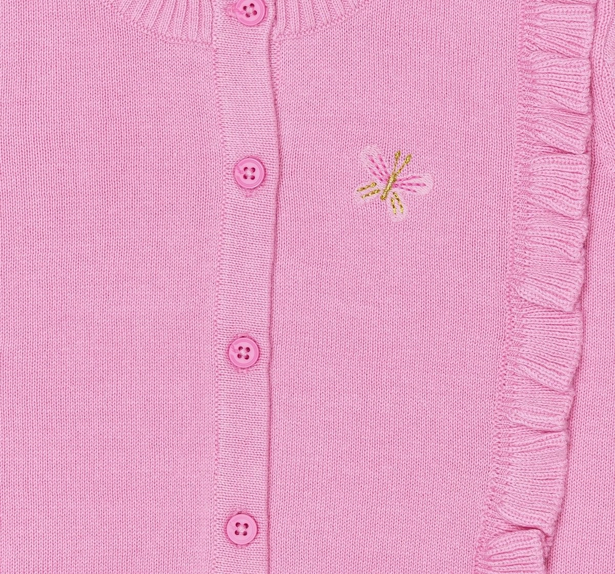 Girls Full Sleeve Sweater Frill Design-Pink