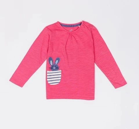 H by Hamleys Girls Full Sleeve T Shirt Bunny Pocket Pink