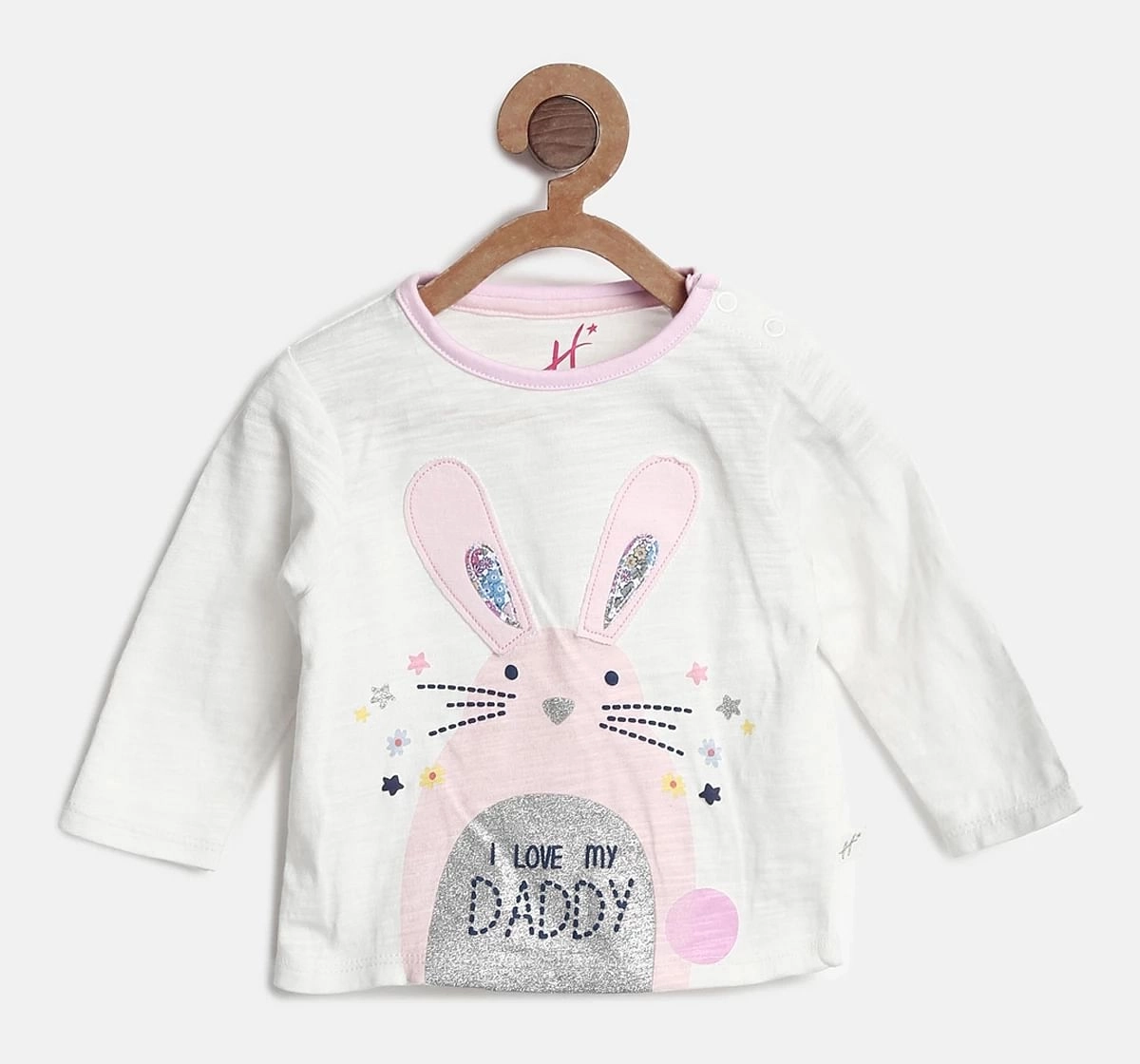 H by Hamleys Girls Full Sleeve T Shirt Rabbit Design off White