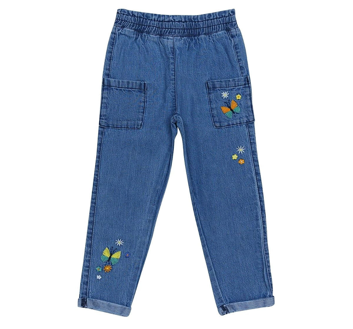 H by Hamleys Girls Embroidered Blue Jogger Jeans, Blue