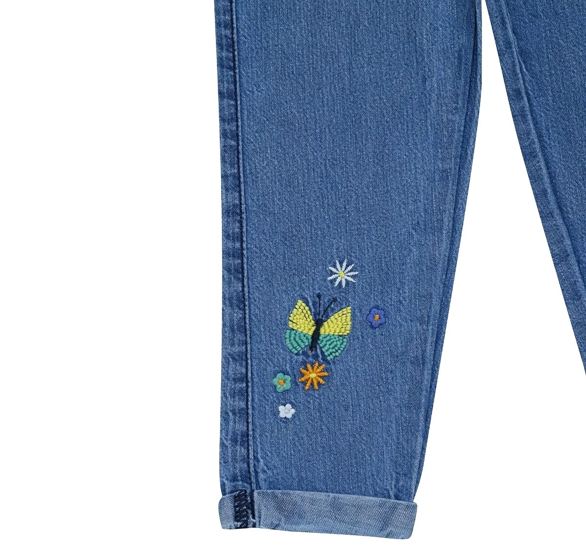 H by Hamleys Girls Embroidered Blue Jogger Jeans, Blue