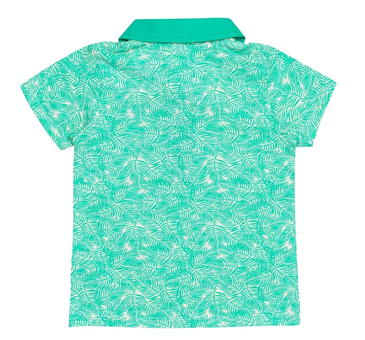 H by Hamleys Boys Short Sleeves Polo T-Shirt Leaf Print-Green Multi