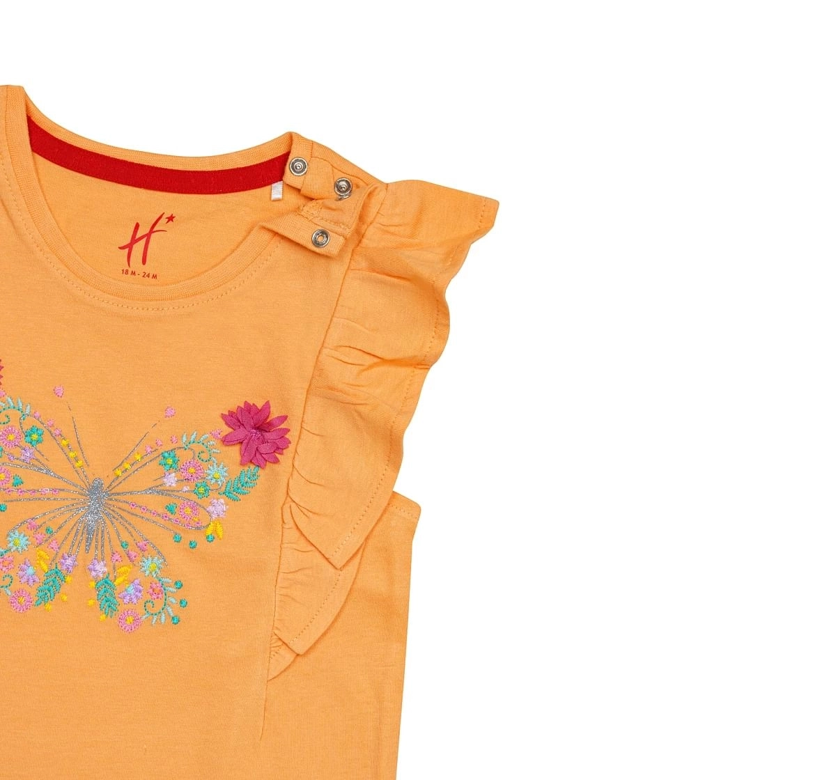 H by Hamleys Girls Short Sleeves T-Shirt Butterfly Detail-Orange