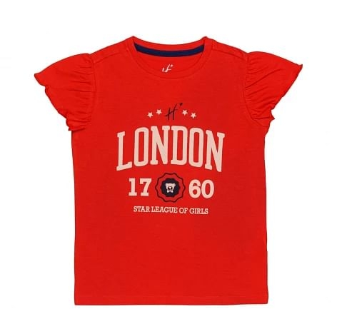 H by Hamleys Girls Short Sleeves Top Heritage Chest Print-Red