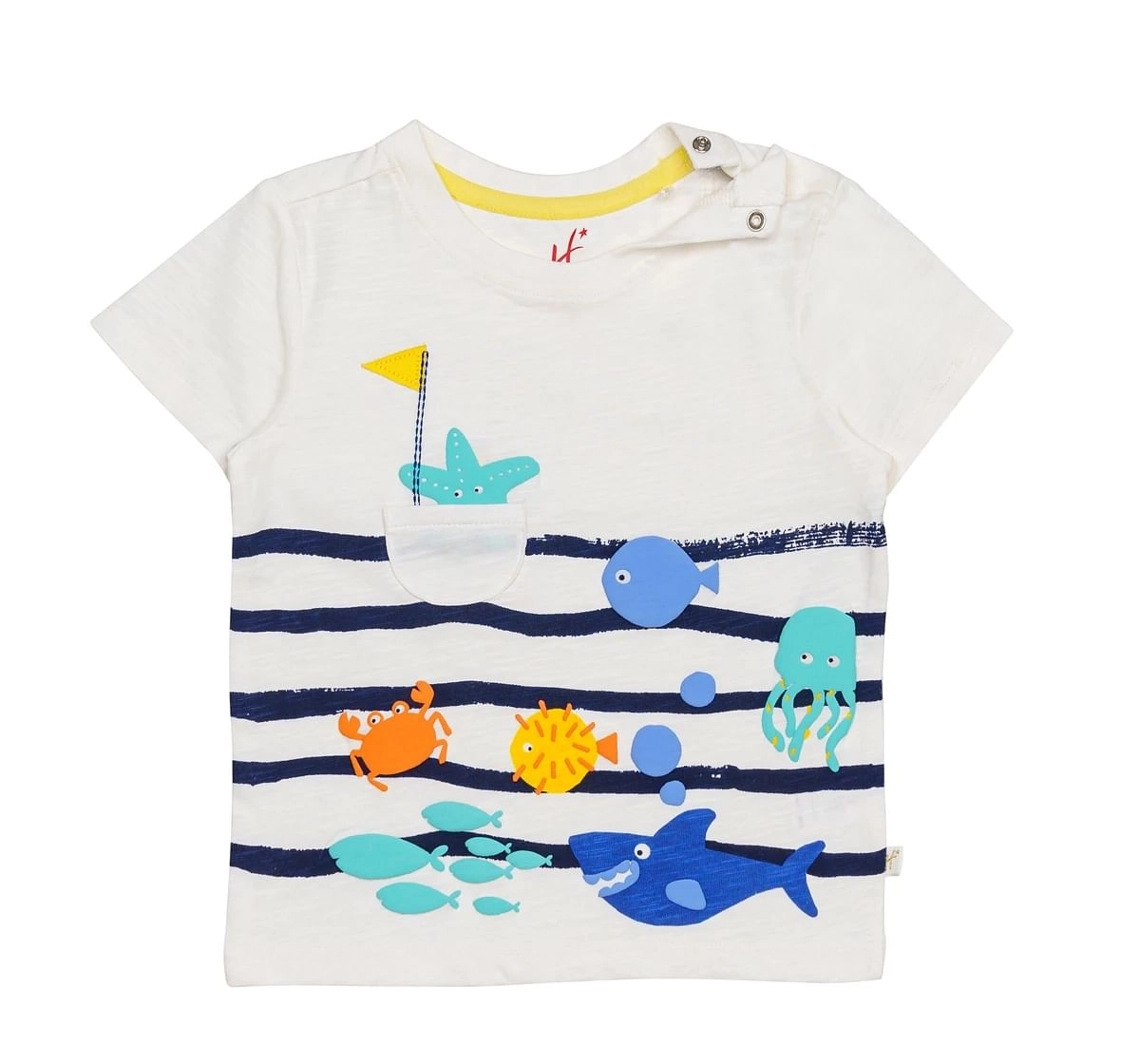 H by Hamleys Boys Short Sleeves T-Shirt Fishes Print-White