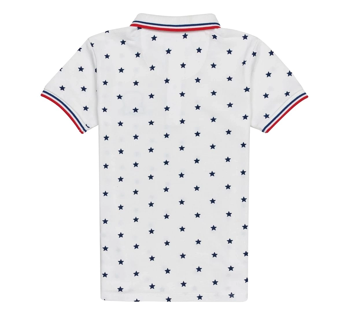 H by Hamleys Boys Short Sleeves Polo T-Shirt All Over Star Print-White Multi
