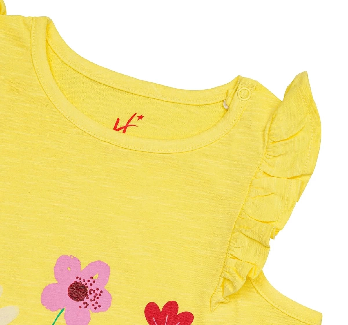 H by Hamleys Girls Short Sleeves T-Shirt Floral Detail-Yellow