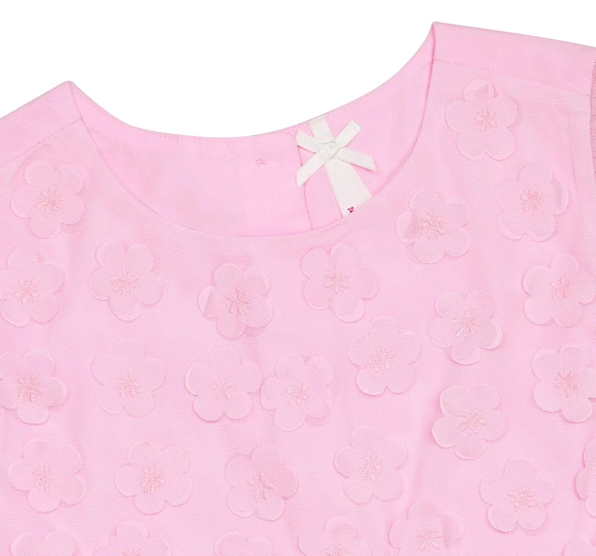 H by Hamleys Girls Short Sleeves Dress 3D Flower Print-Pink