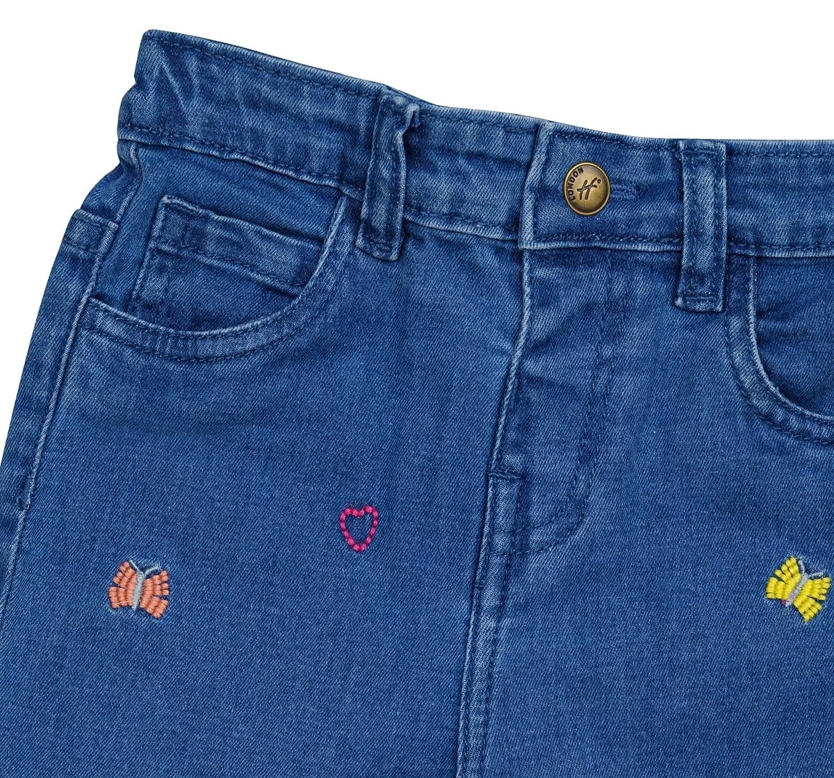 H by Hamleys Girls Jeans Floral Print-Blue