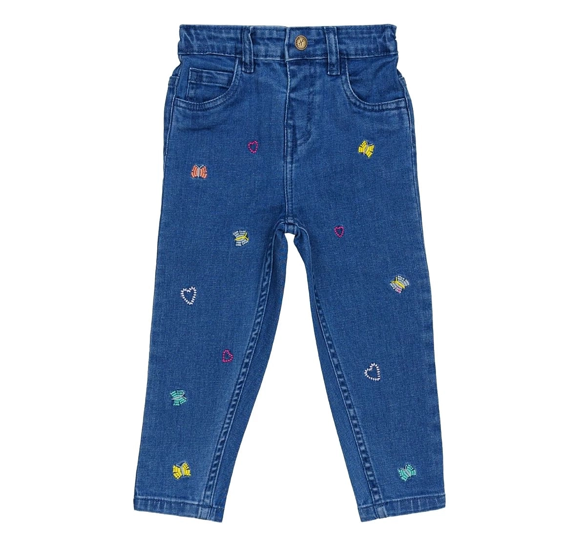 H by Hamleys Girls Jeans Floral Print-Blue