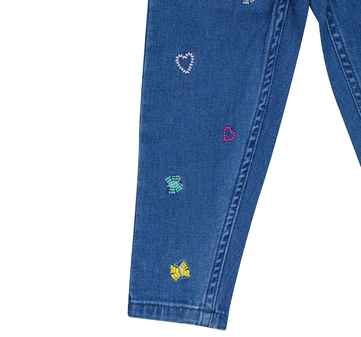 H by Hamleys Girls Jeans Floral Print-Blue